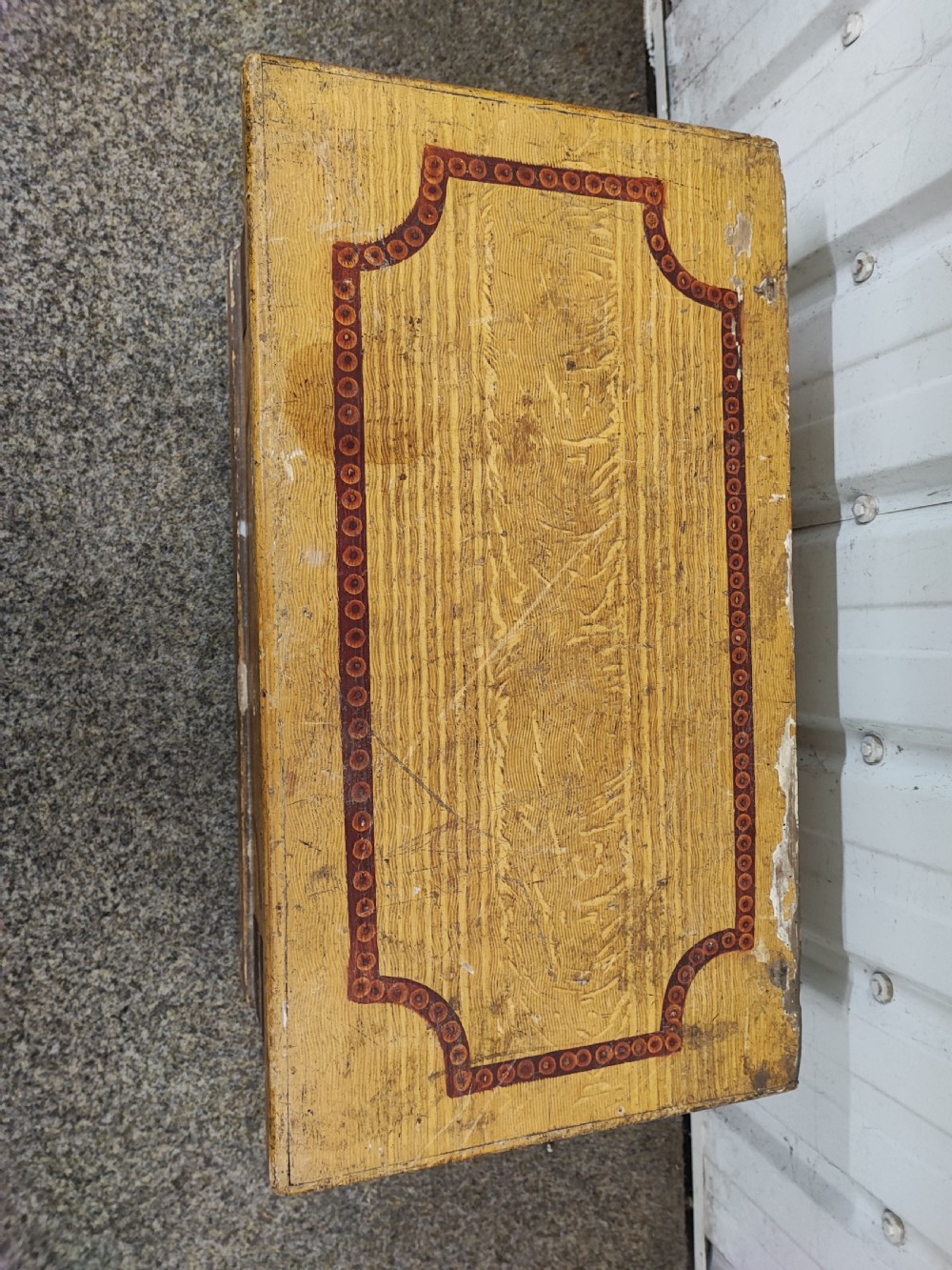 19c small pine trunk with original paintwork. View IV