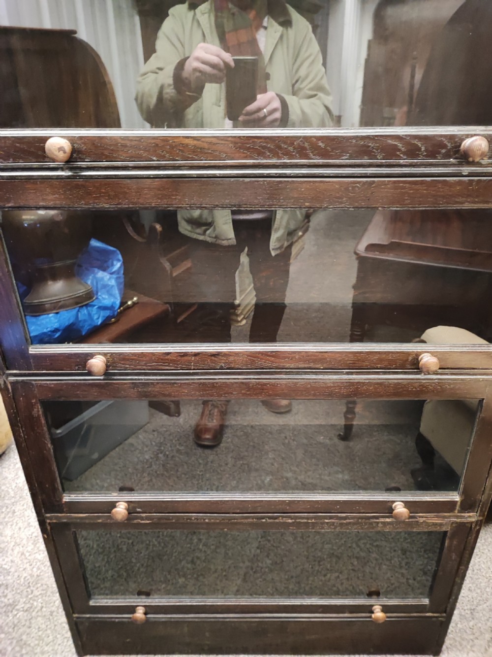 Antique 4 door solicitors oak bookcase. View III