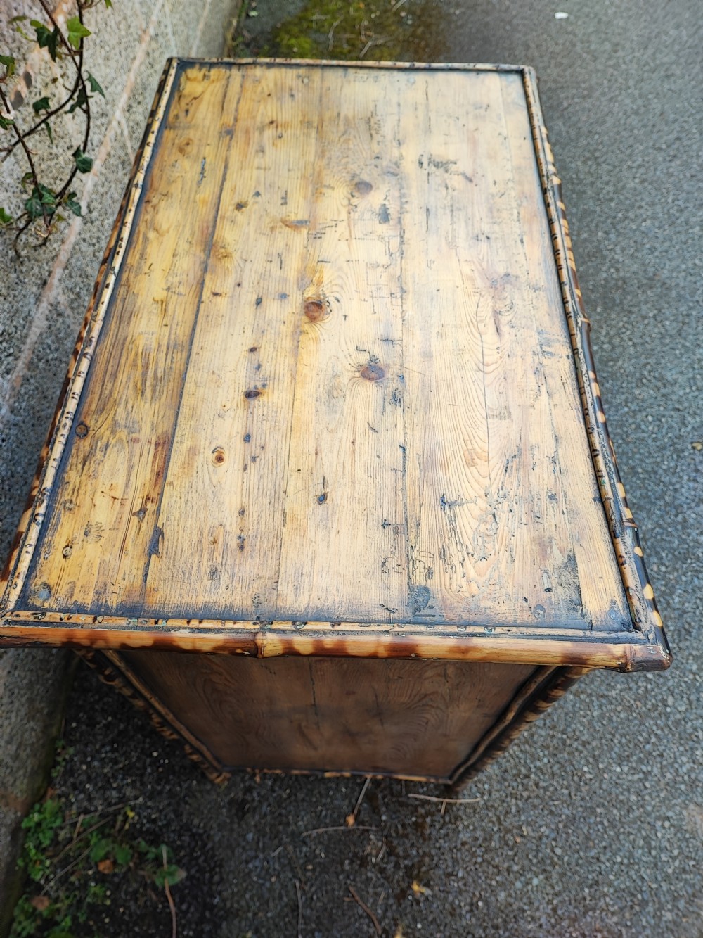 An unusual tiger bamboo and pine,small chest of drawers. View III