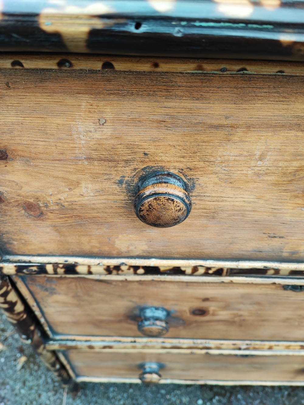 An unusual tiger bamboo and pine,small chest of drawers. View IV