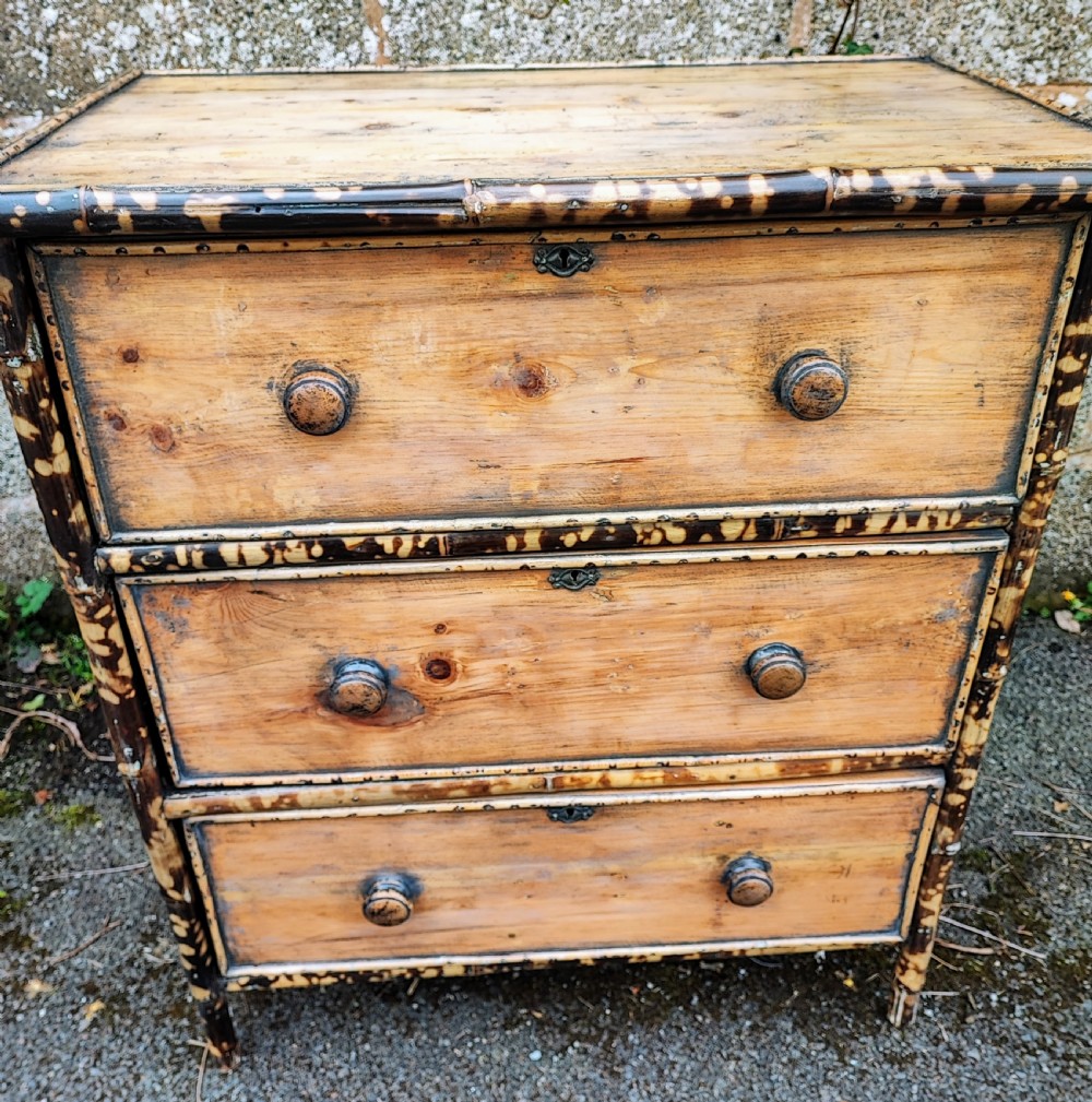 An unusual tiger bamboo and pine,small chest of drawers. View VI