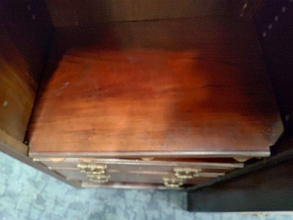 A quality antique mahogany carved open bookcase. View VIII