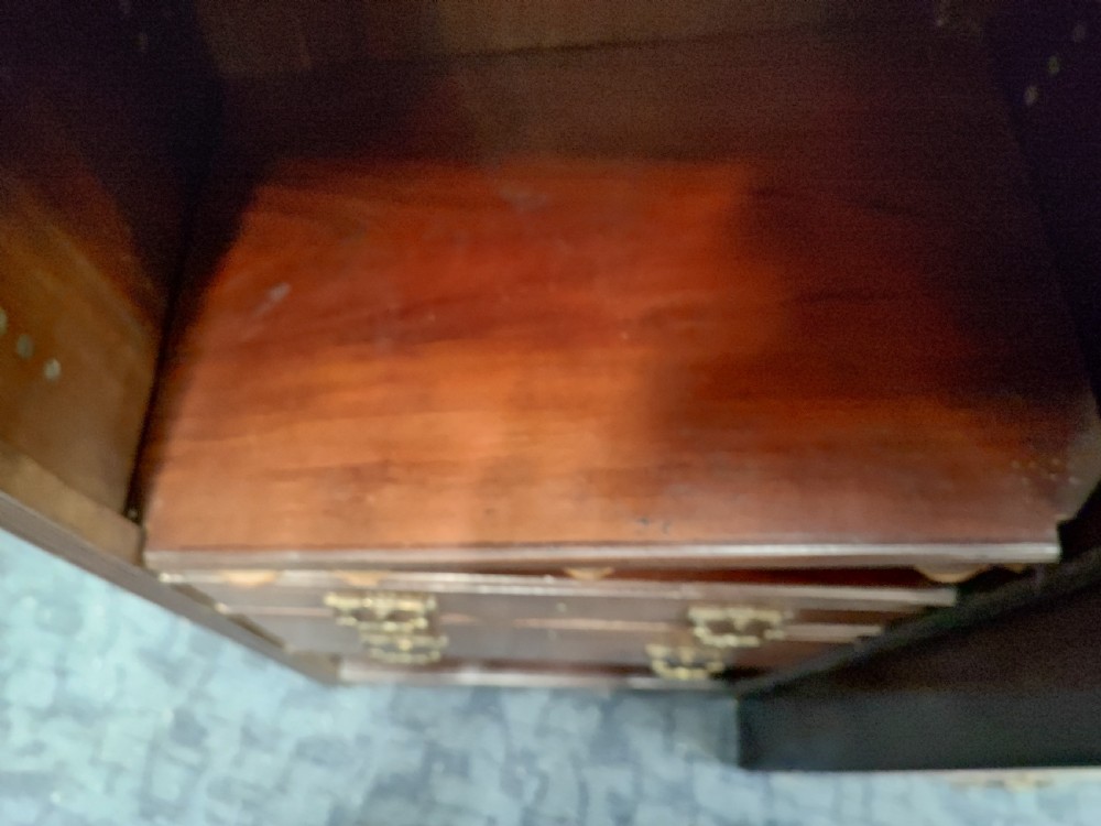 A quality antique mahogany carved open bookcase. View XIII