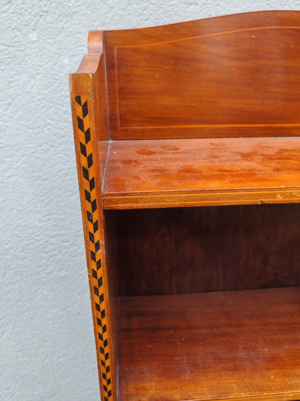 Antique mahogany art's and crafts Glasgow school open bookcase. View IV