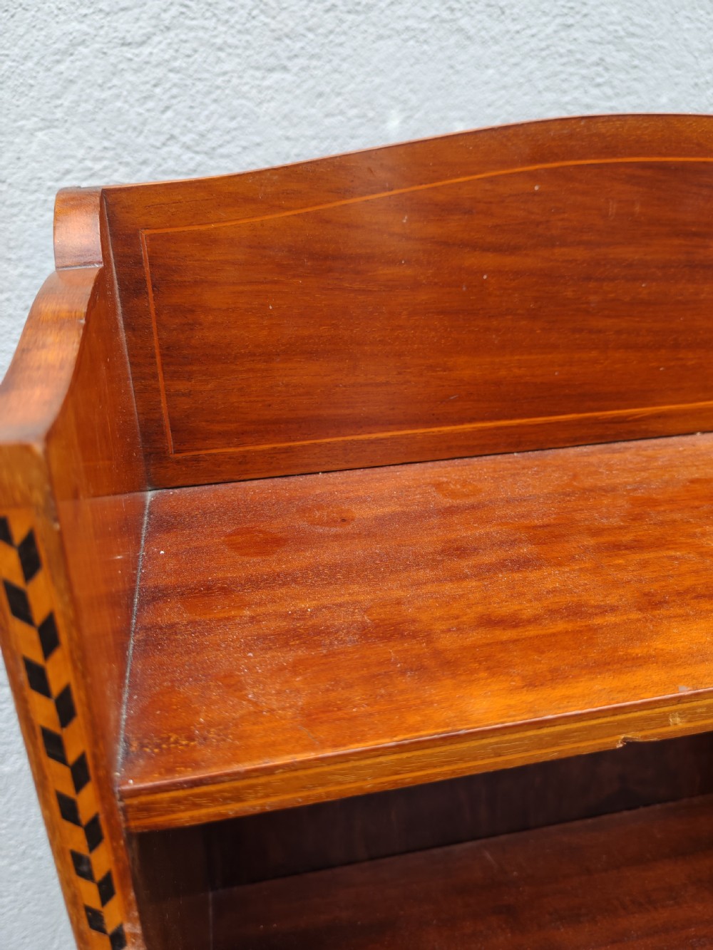 Antique mahogany art's and crafts Glasgow school open bookcase. View VI