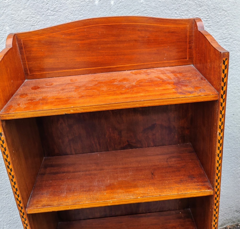 Antique mahogany art's and crafts Glasgow school open bookcase. View XI
