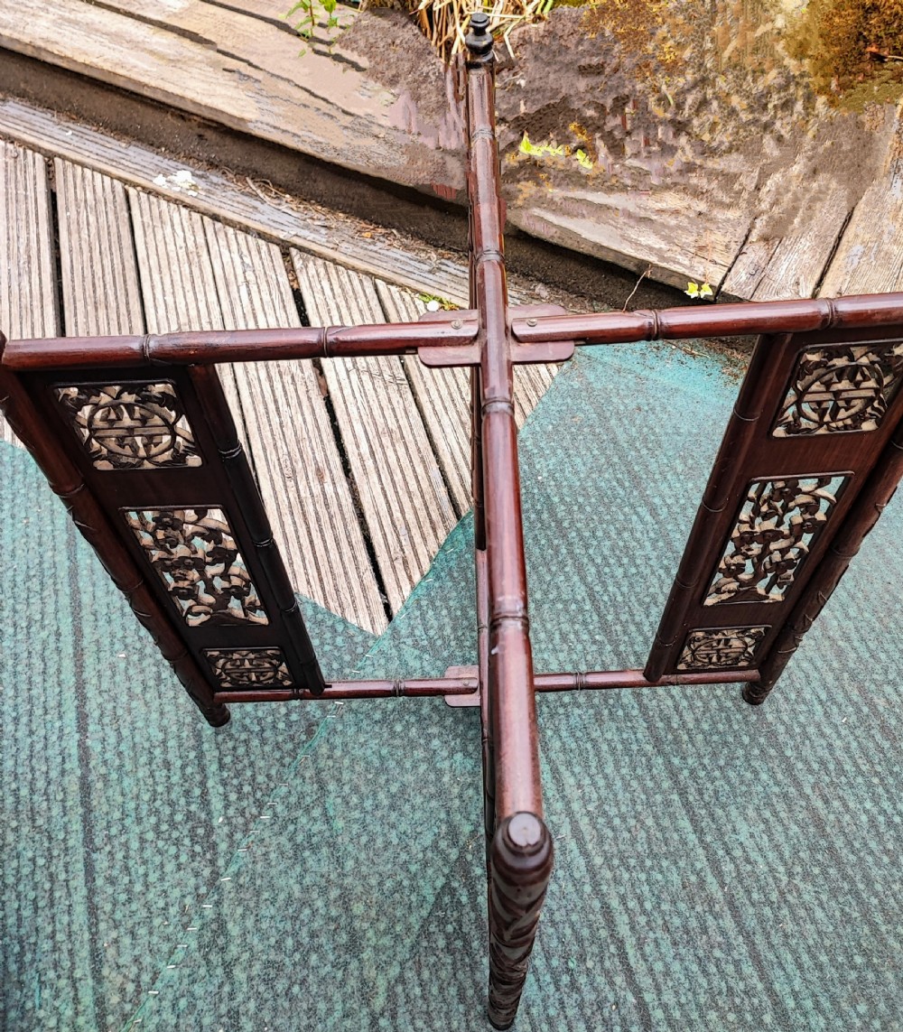 Antique rosewood Chinese folding table. View V