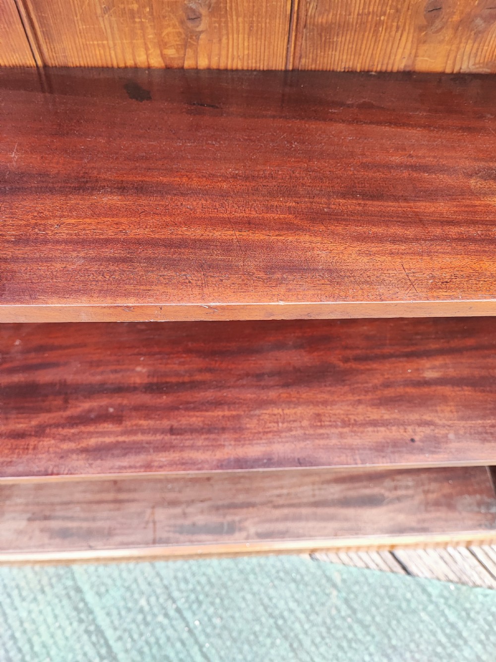 Antique mahogany open bookcase. View II