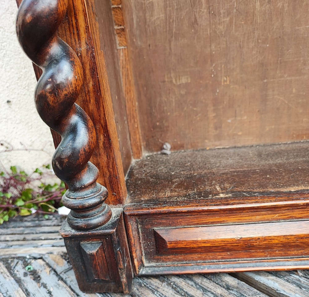 Antique gothic Oak low open bookcase. View IV