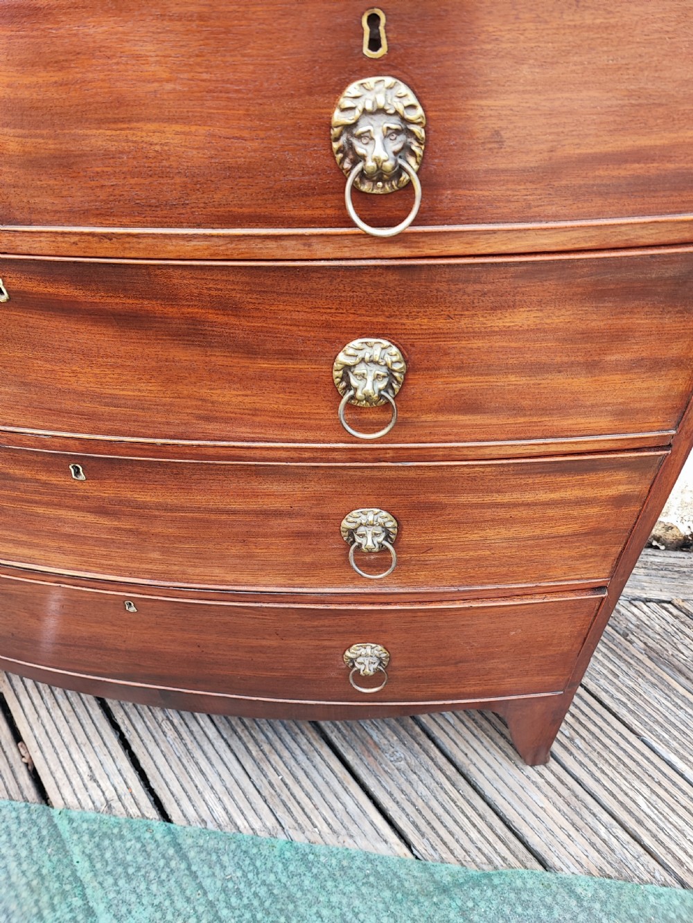 Regency bow front mahogany chest of drawers. View V