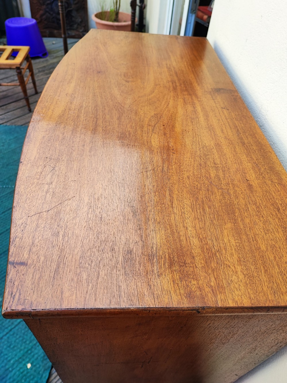 Regency bow front mahogany chest of drawers. View VI