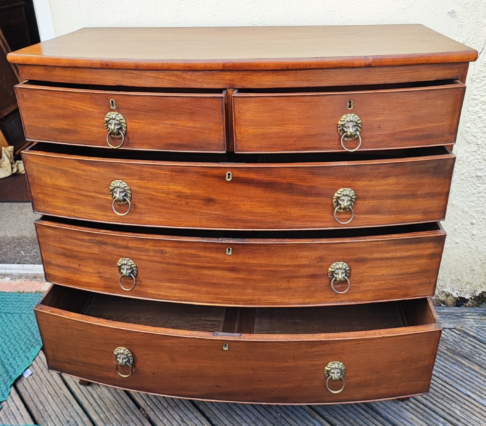 Regency bow front mahogany chest of drawers. View VIII