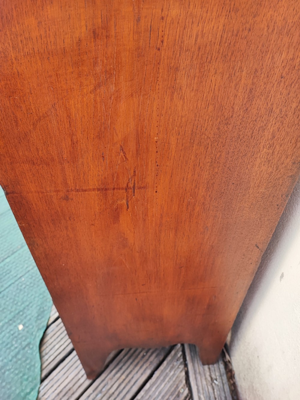 Regency bow front mahogany chest of drawers. View IX
