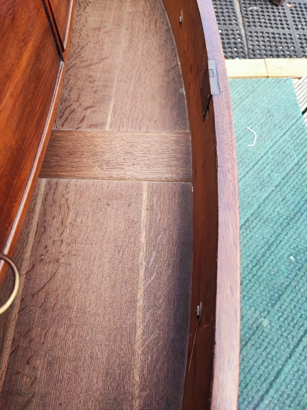 Regency bow front mahogany chest of drawers. View XI