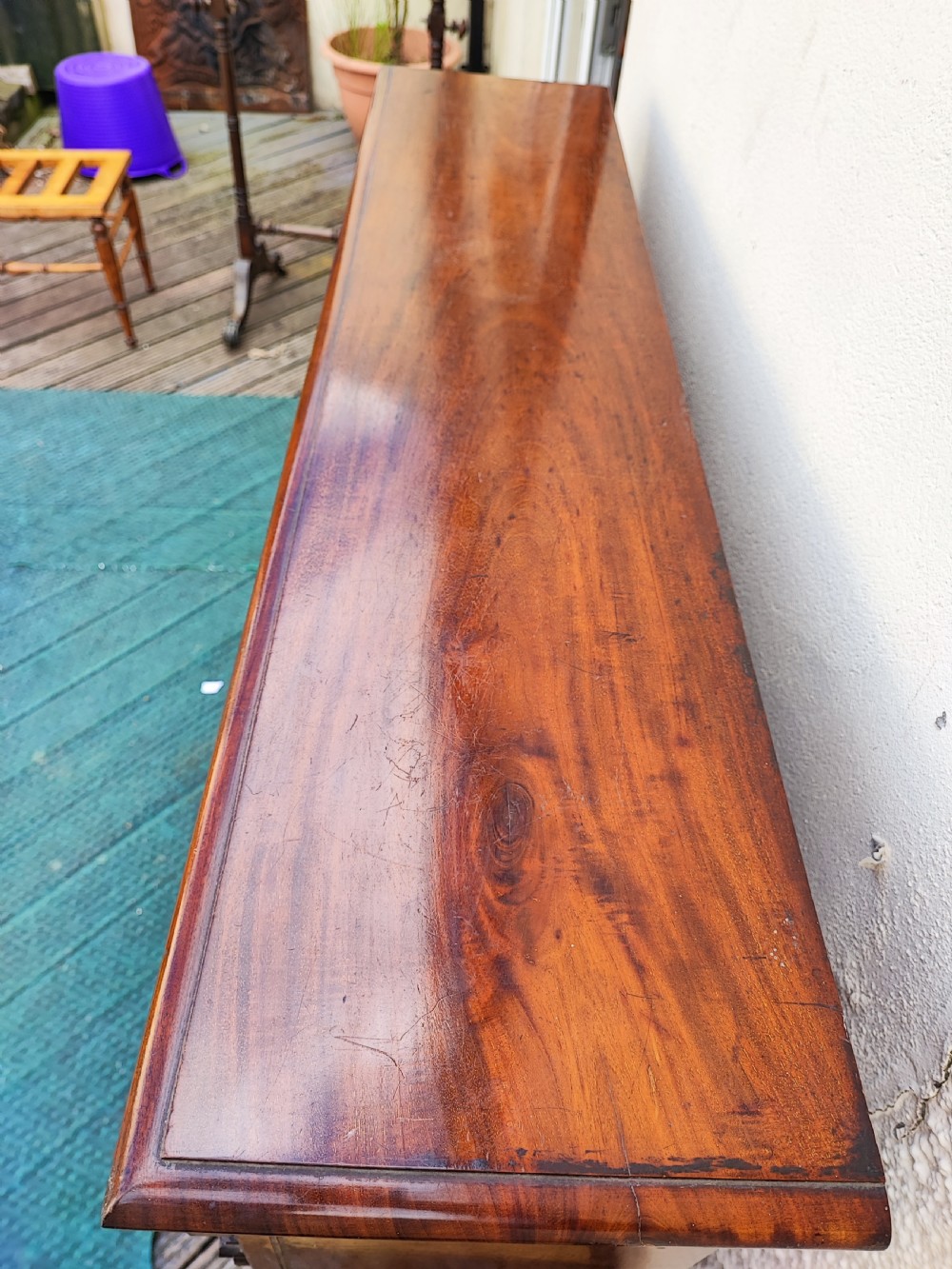 A quality mahogany open bookcase. View V