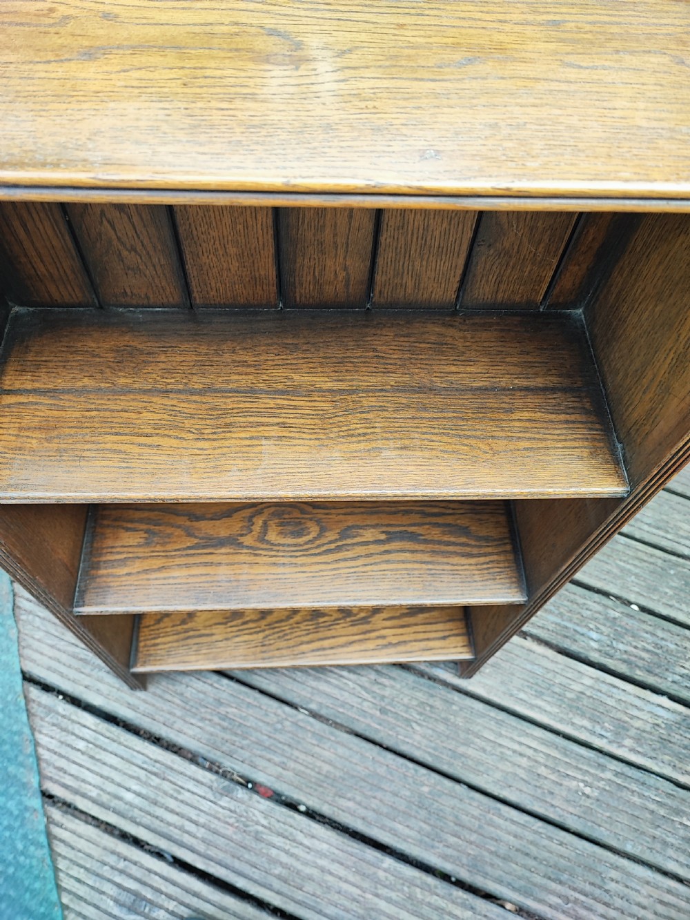 Edwardian oak open bookcase. View IV