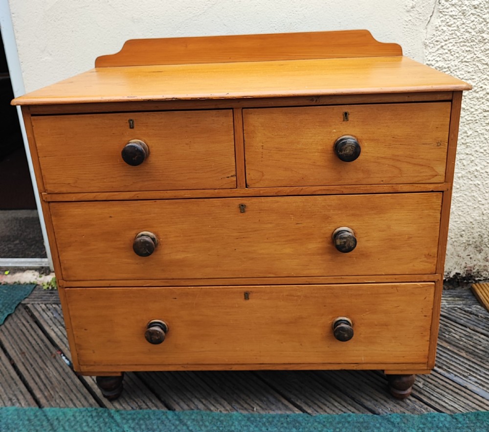 Outstanding 19c striped pine chest of drawers.