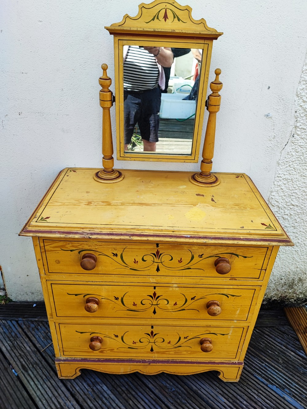 A charming Victorian, original painted pine dressing table. 