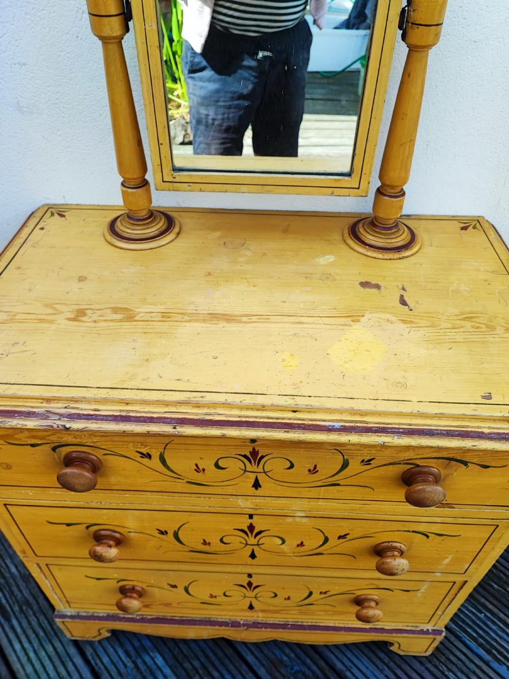 A charming Victorian, original painted pine dressing table.  View II