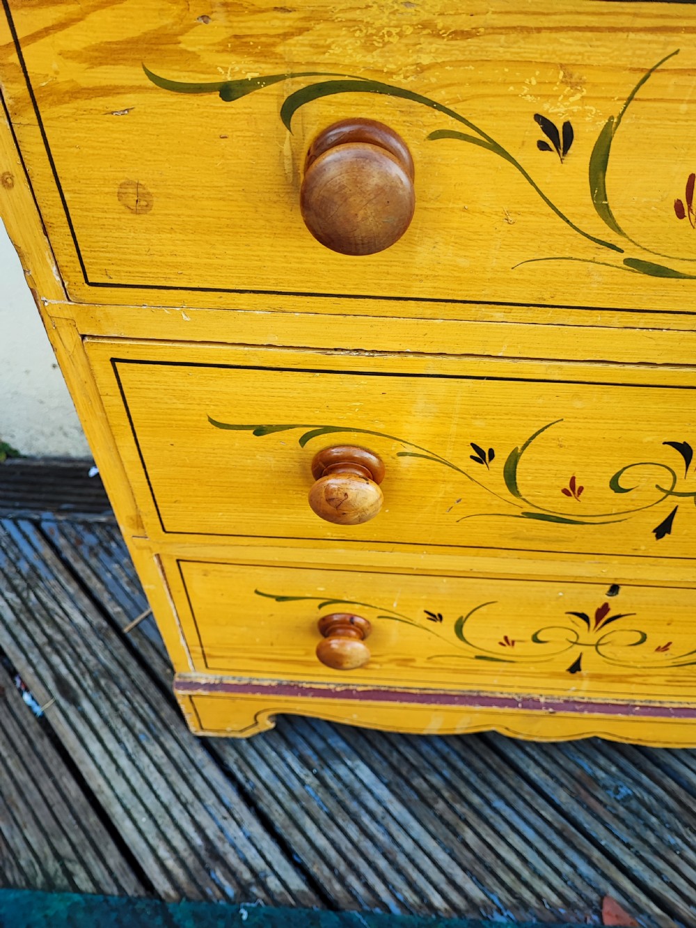 A charming Victorian, original painted pine dressing table.  View V