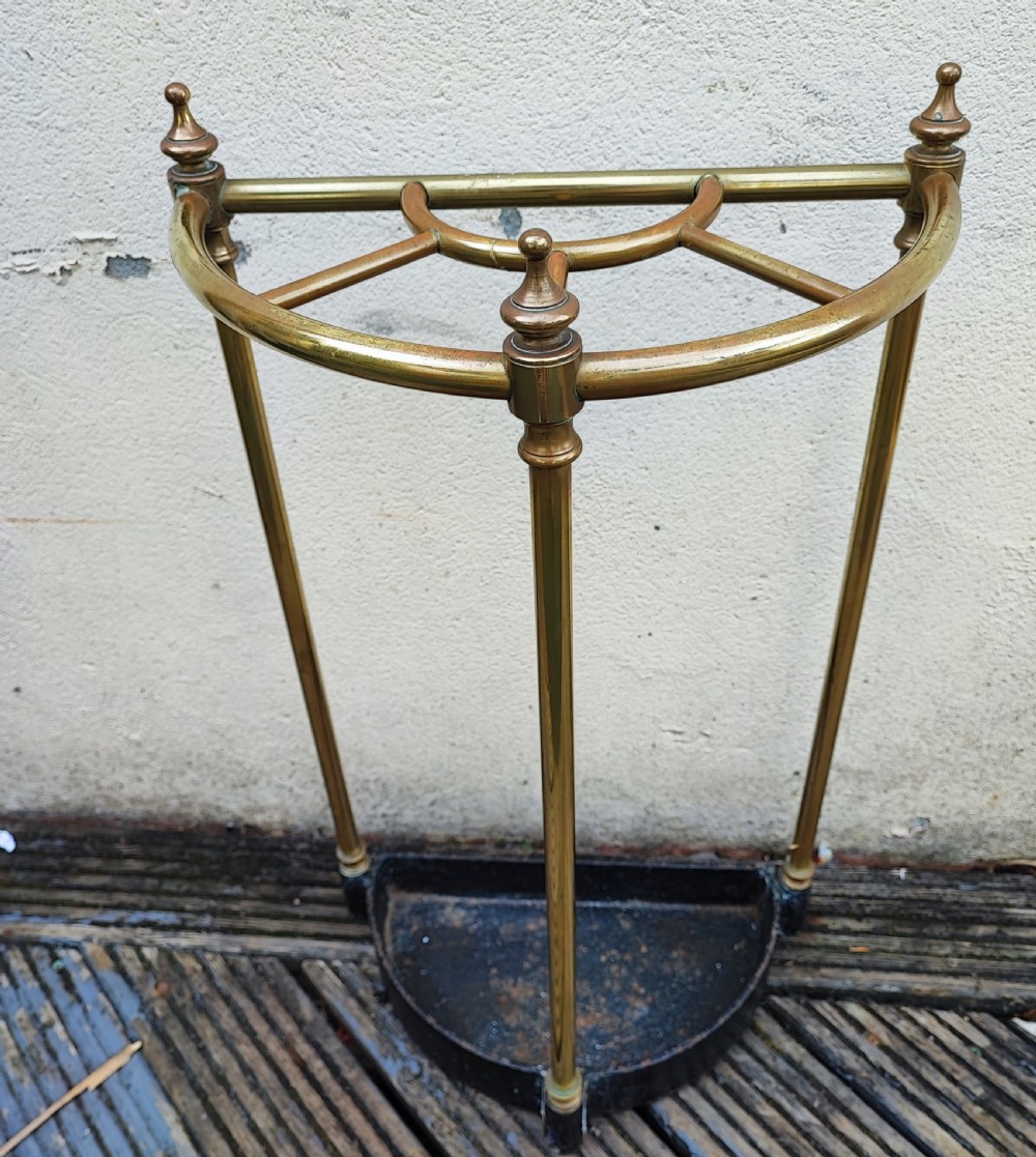 Victorian brass and iron five section stick or umbrella stand.
