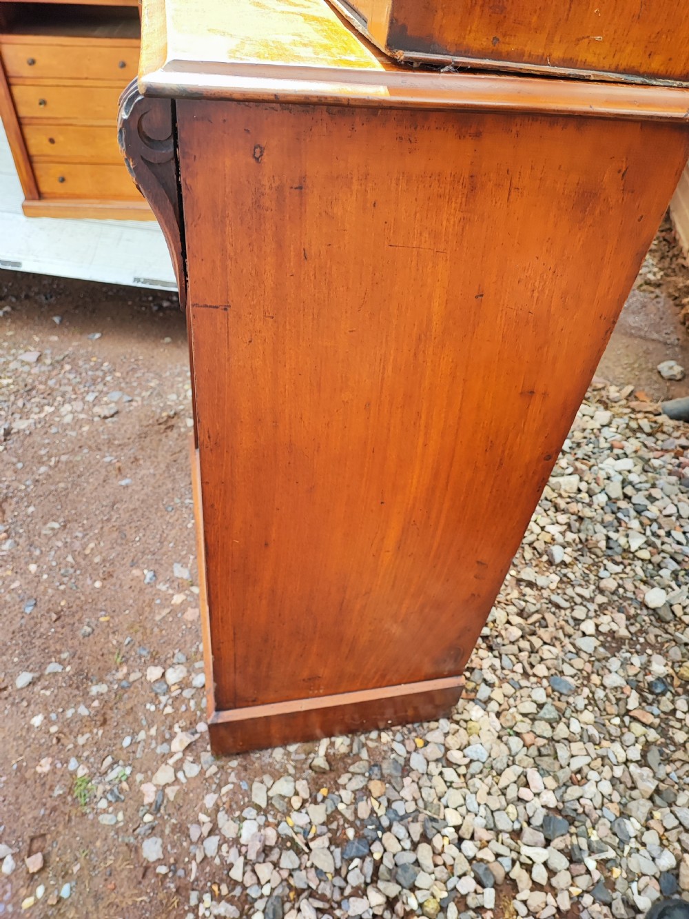 Unusual narrow Victorian mahogany bookcase. View III