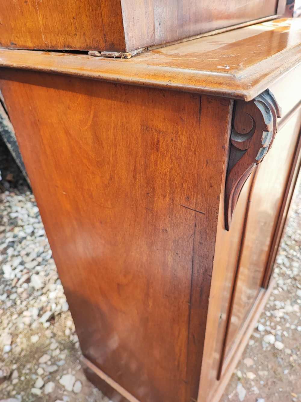 Unusual narrow Victorian mahogany bookcase. View V