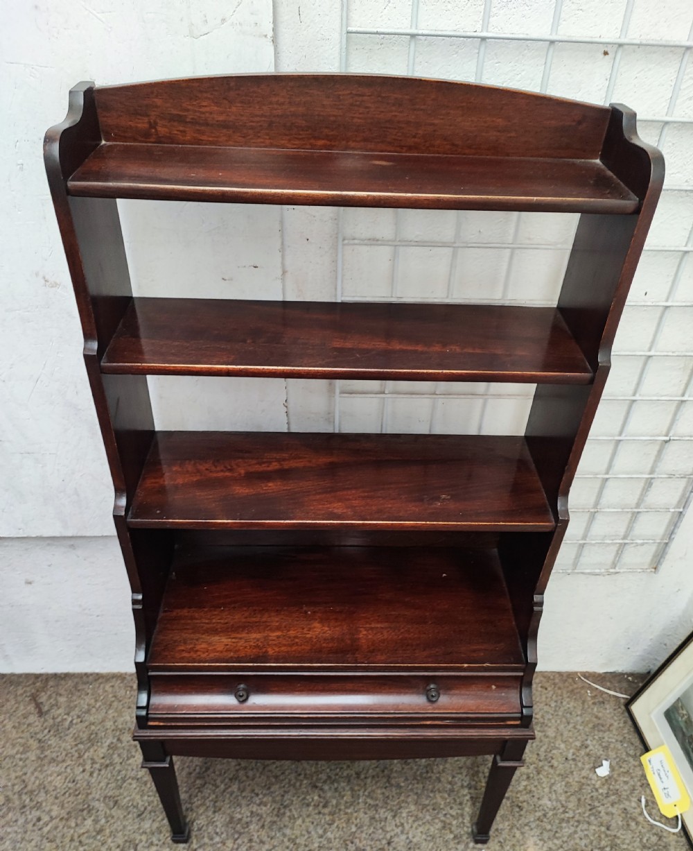 Edwardian mahogany open bookcase.