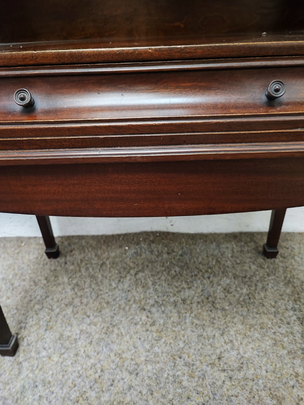 Edwardian mahogany open bookcase. View III