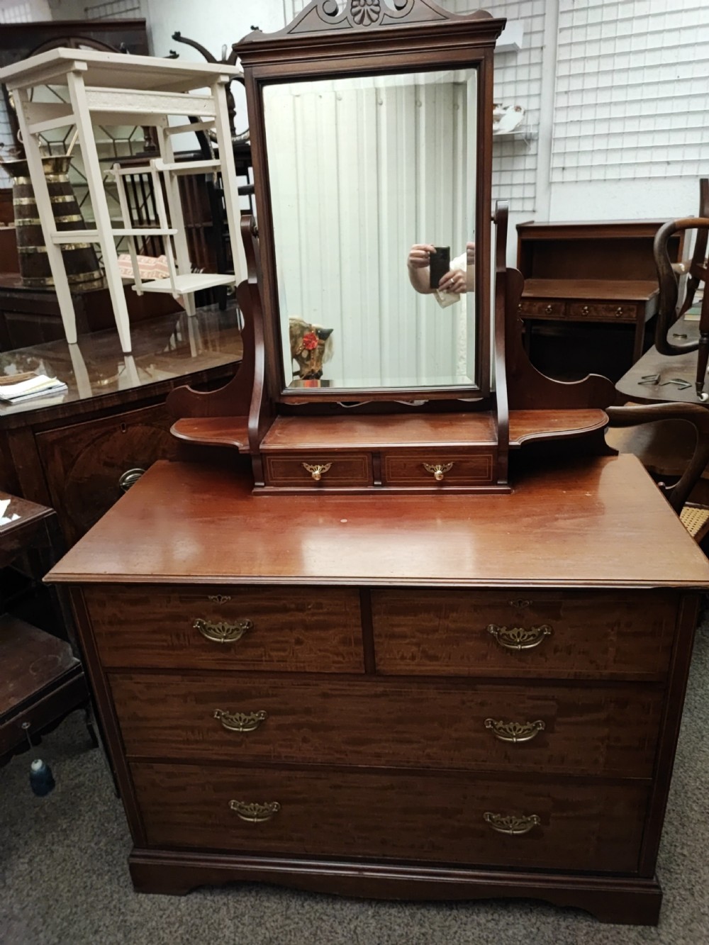 Edwardian inlaid chest dressing table. View V