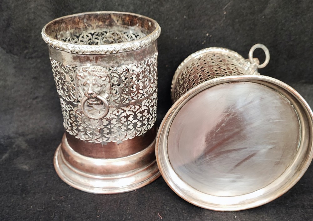 Antique pair of Sheffield plate bottle coasters View VII