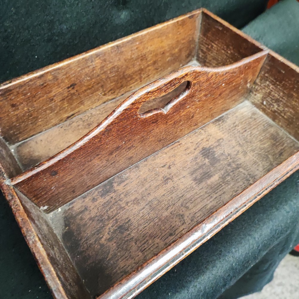 Georgian carved oak cutlery tray  View VI