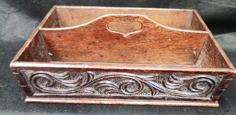 Georgian carved oak cutlery tray  View VII