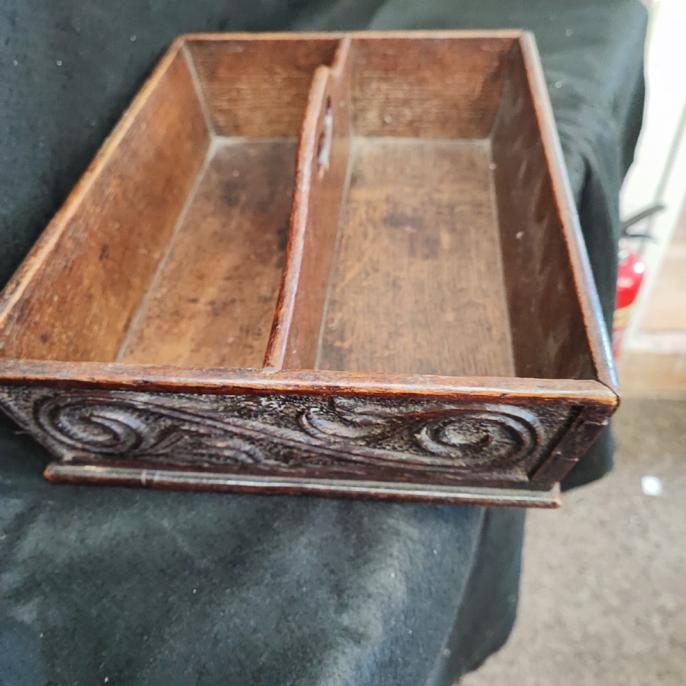 Georgian carved oak cutlery tray  View VIII