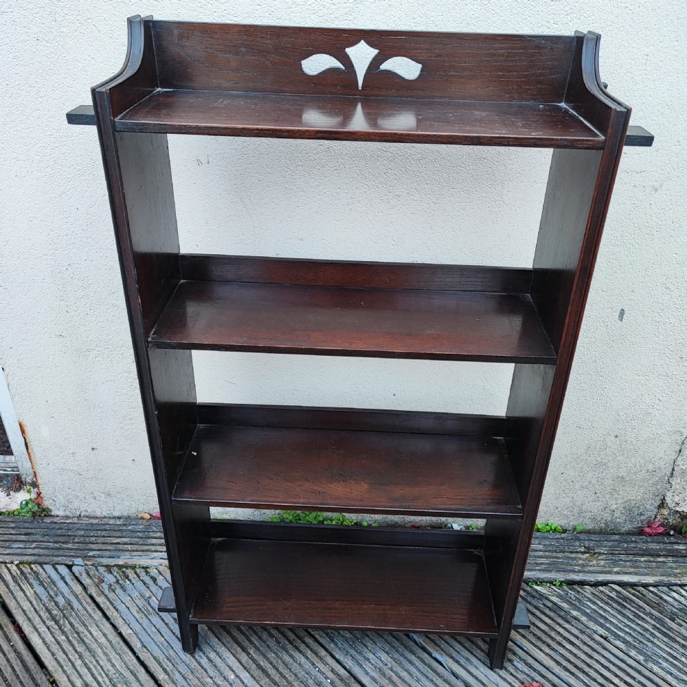Oak arts and crafts open bookcase View II