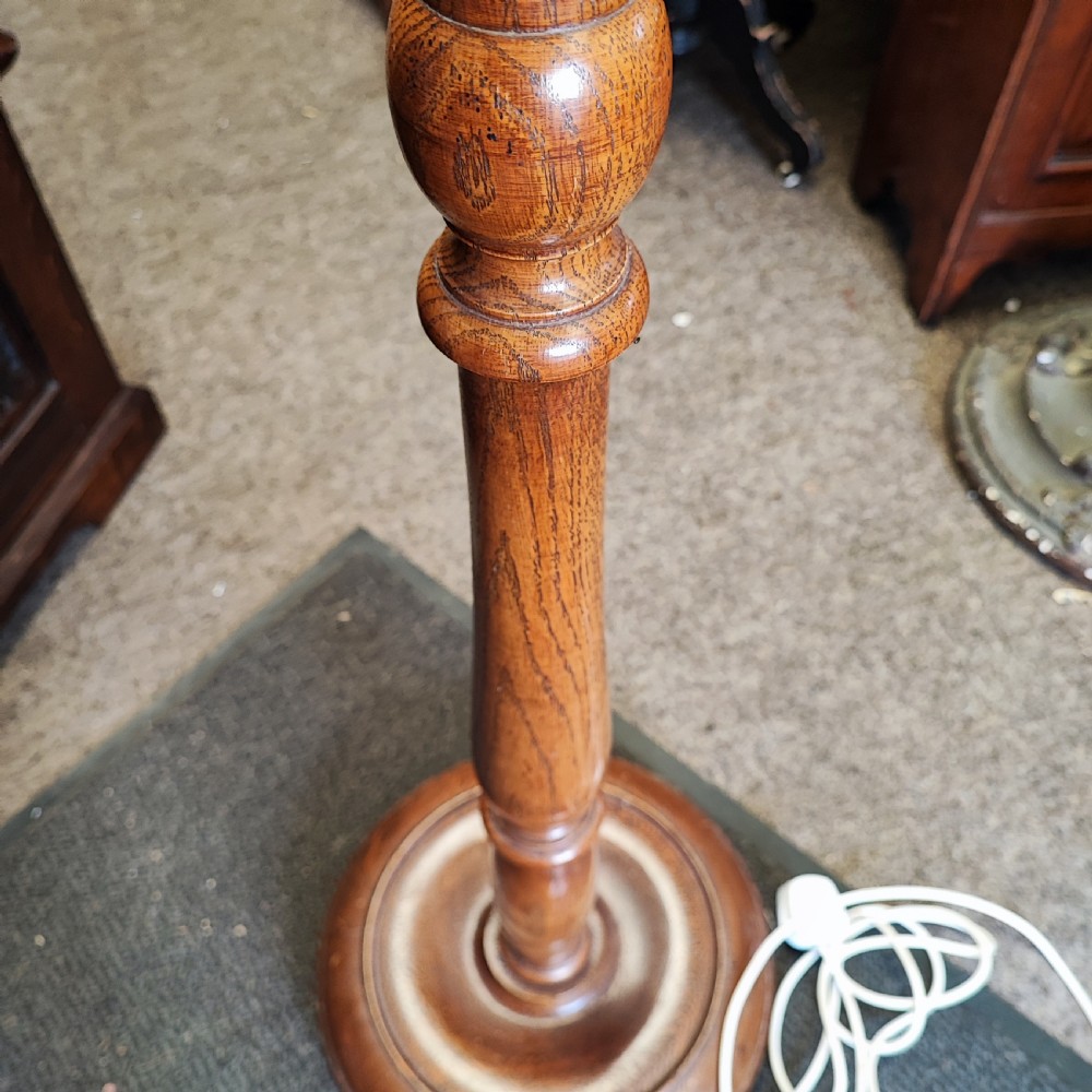 Edwardian oak standard lamp  View III