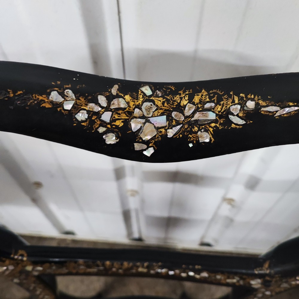 A pretty Victorian ebonisied and mother of pearl inlaid occasional chair  View VI
