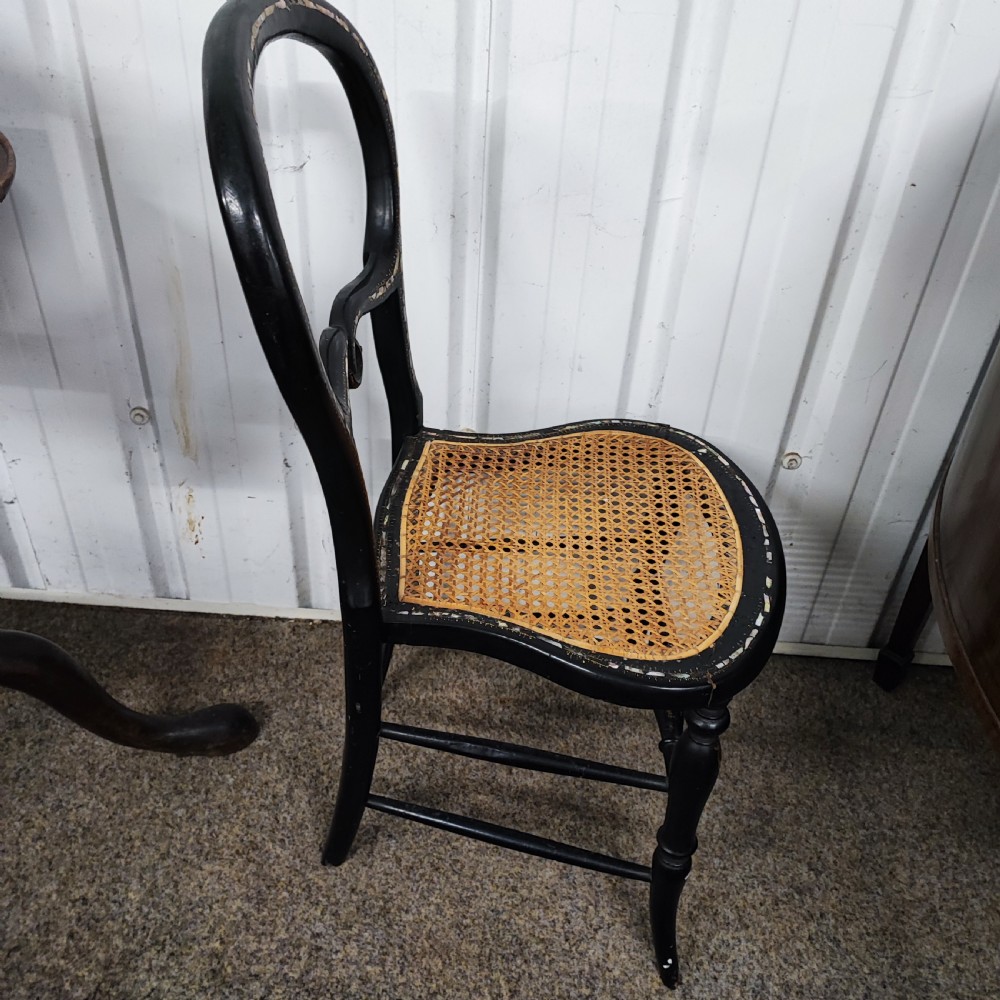 A pretty Victorian mother of pearl ebonisied chair  View II