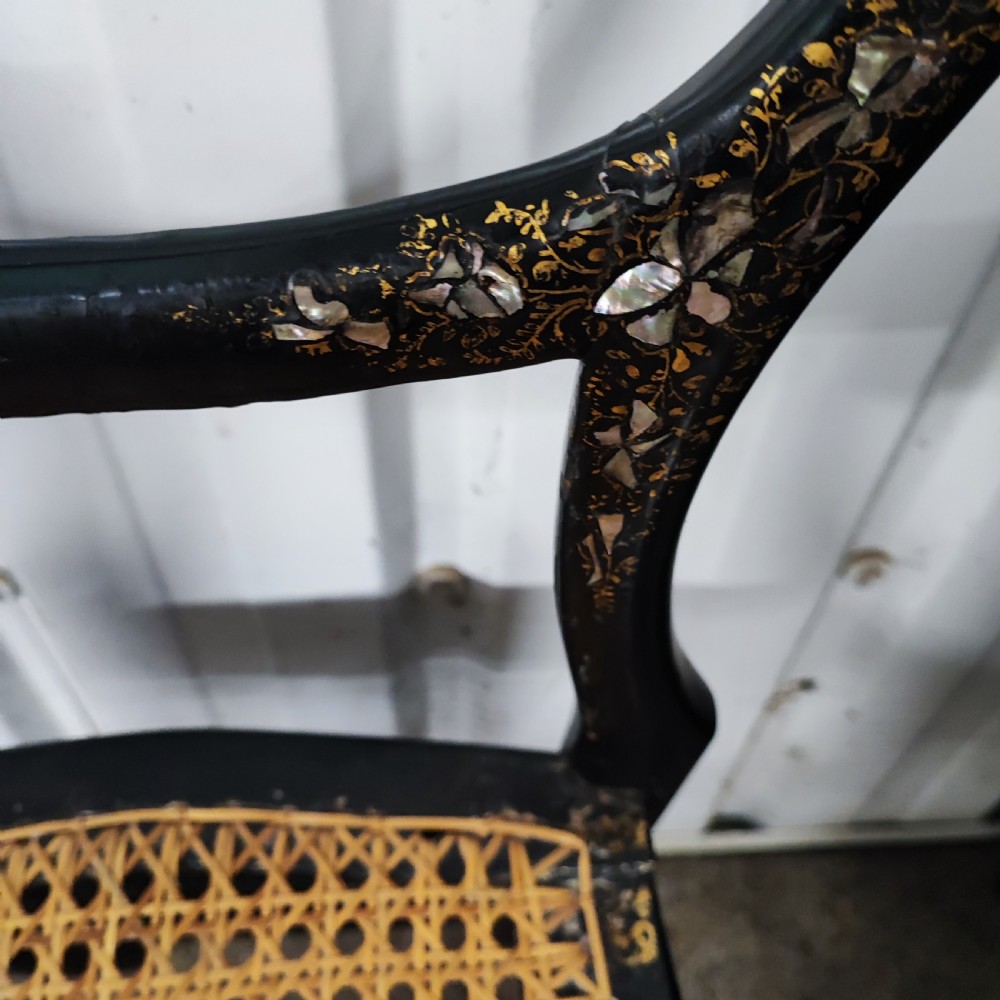 A pretty Victorian mother of pearl ebonisied chair  View V