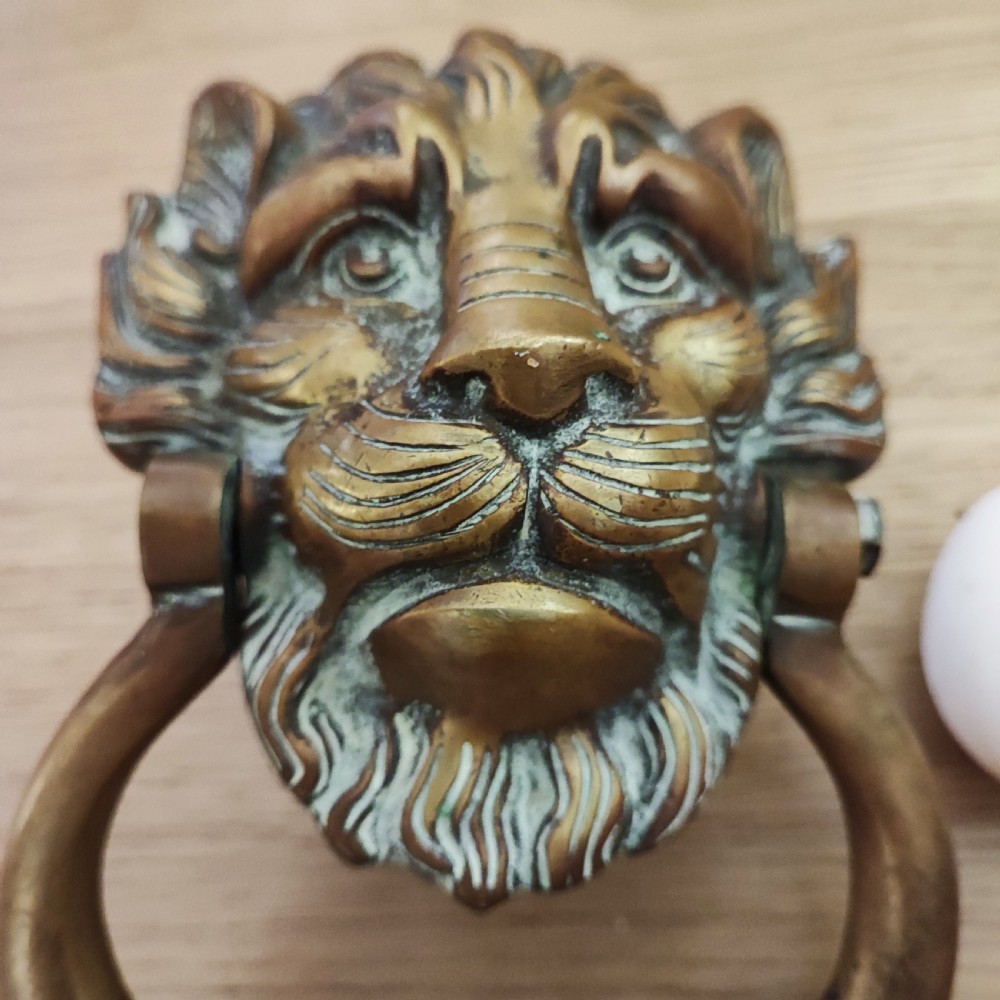 Superb and large antique brass door knocker  View V