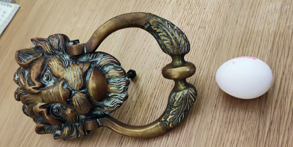 Superb and large antique brass door knocker  View VIII