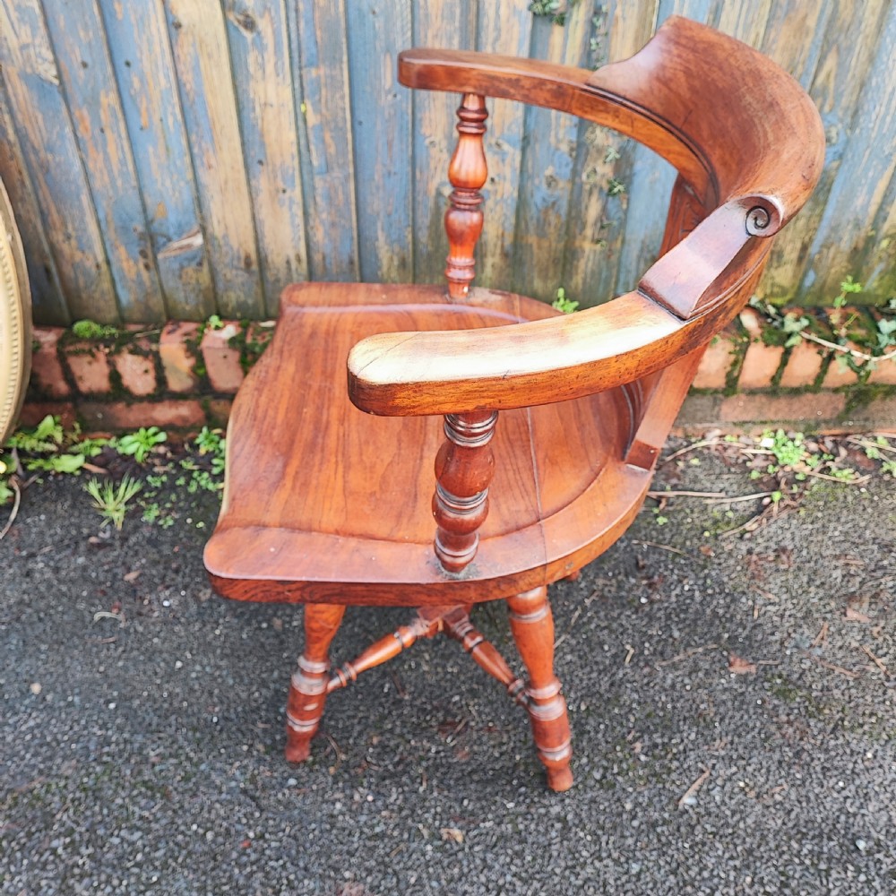 Superb Antique walnut revolving captains desk chair View VI