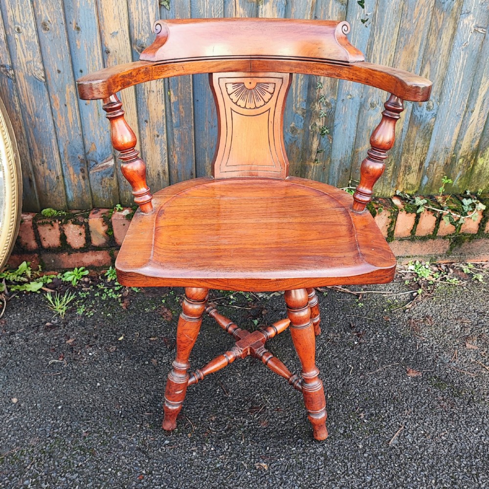 Superb Antique walnut revolving captains desk chair View VII