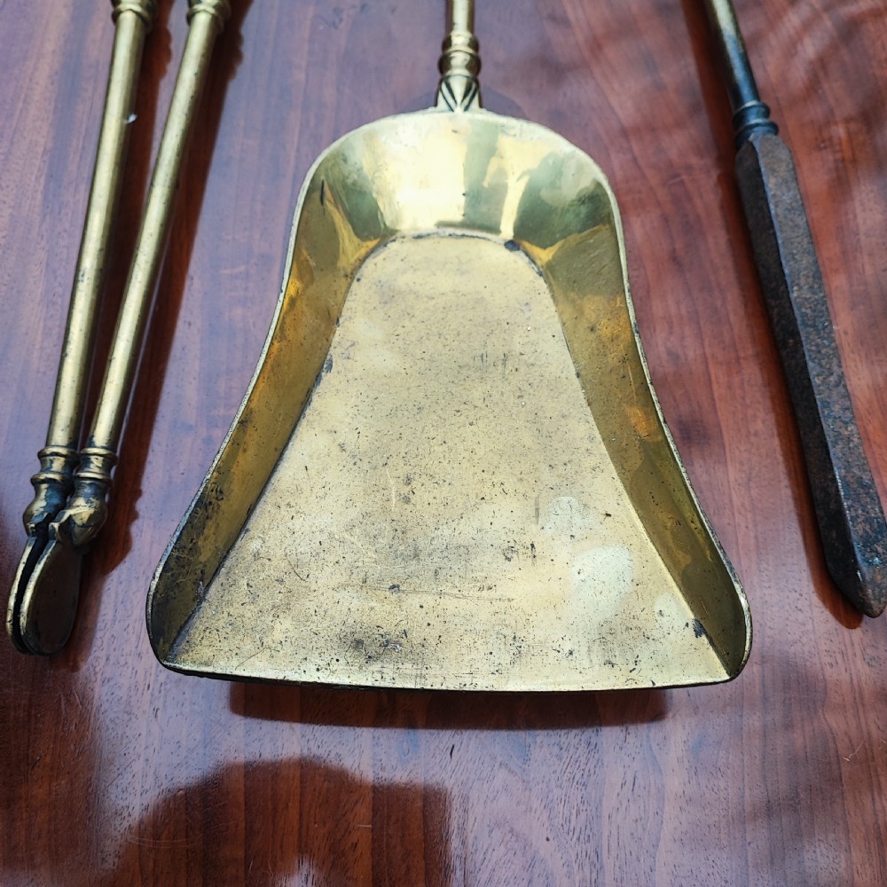 Superb set of brass fire irons View II