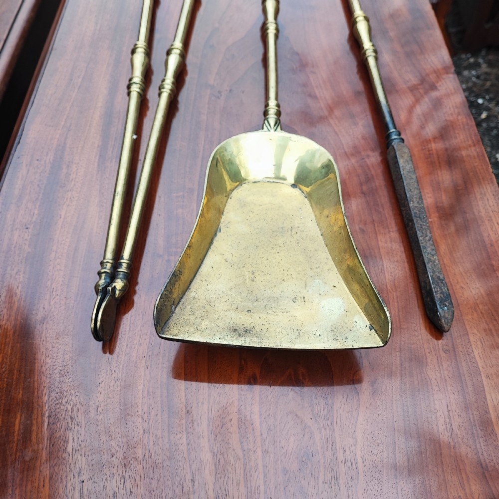 Superb set of brass fire irons View III