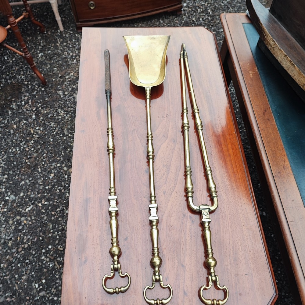 Superb set of brass fire irons View IV