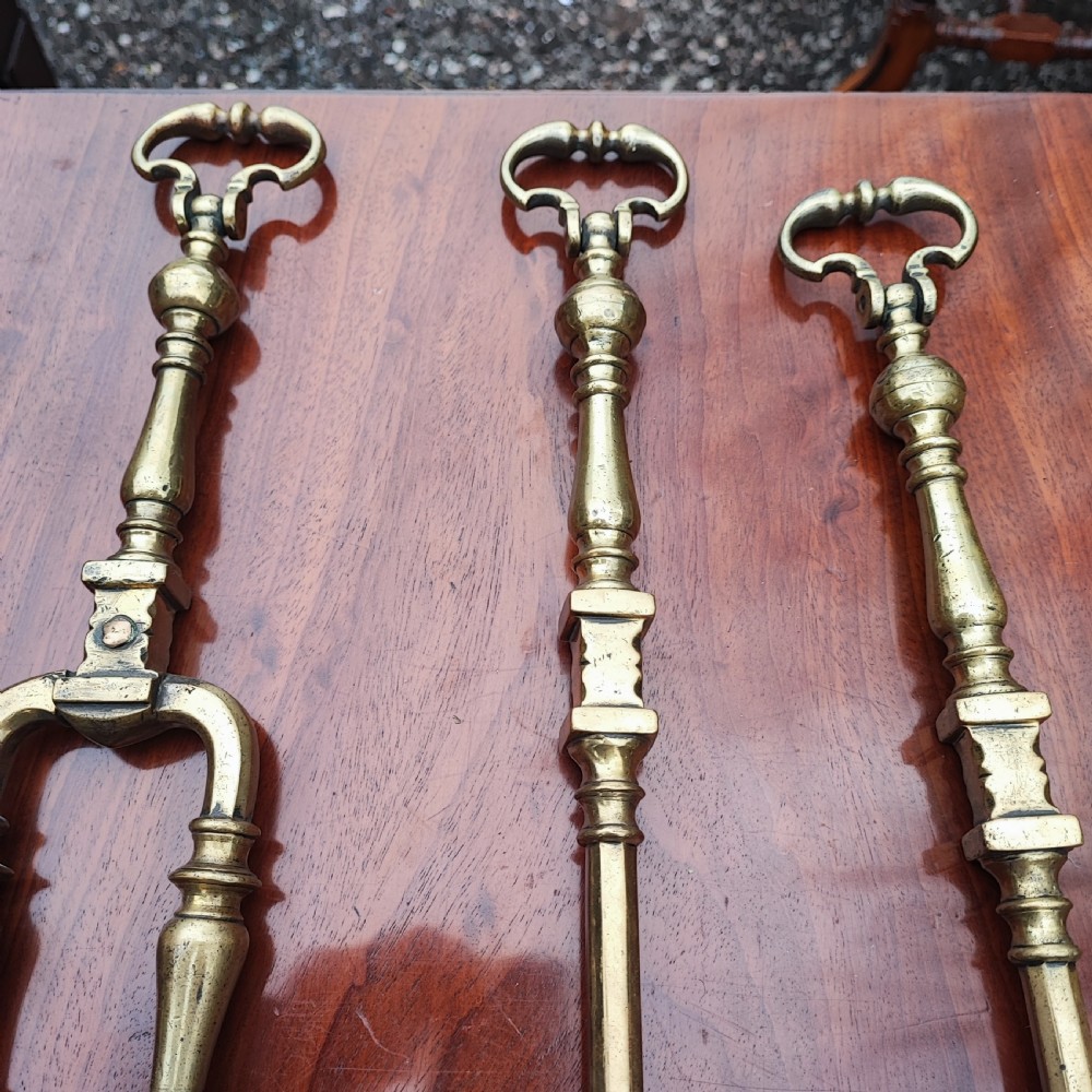 Superb set of brass fire irons View VI