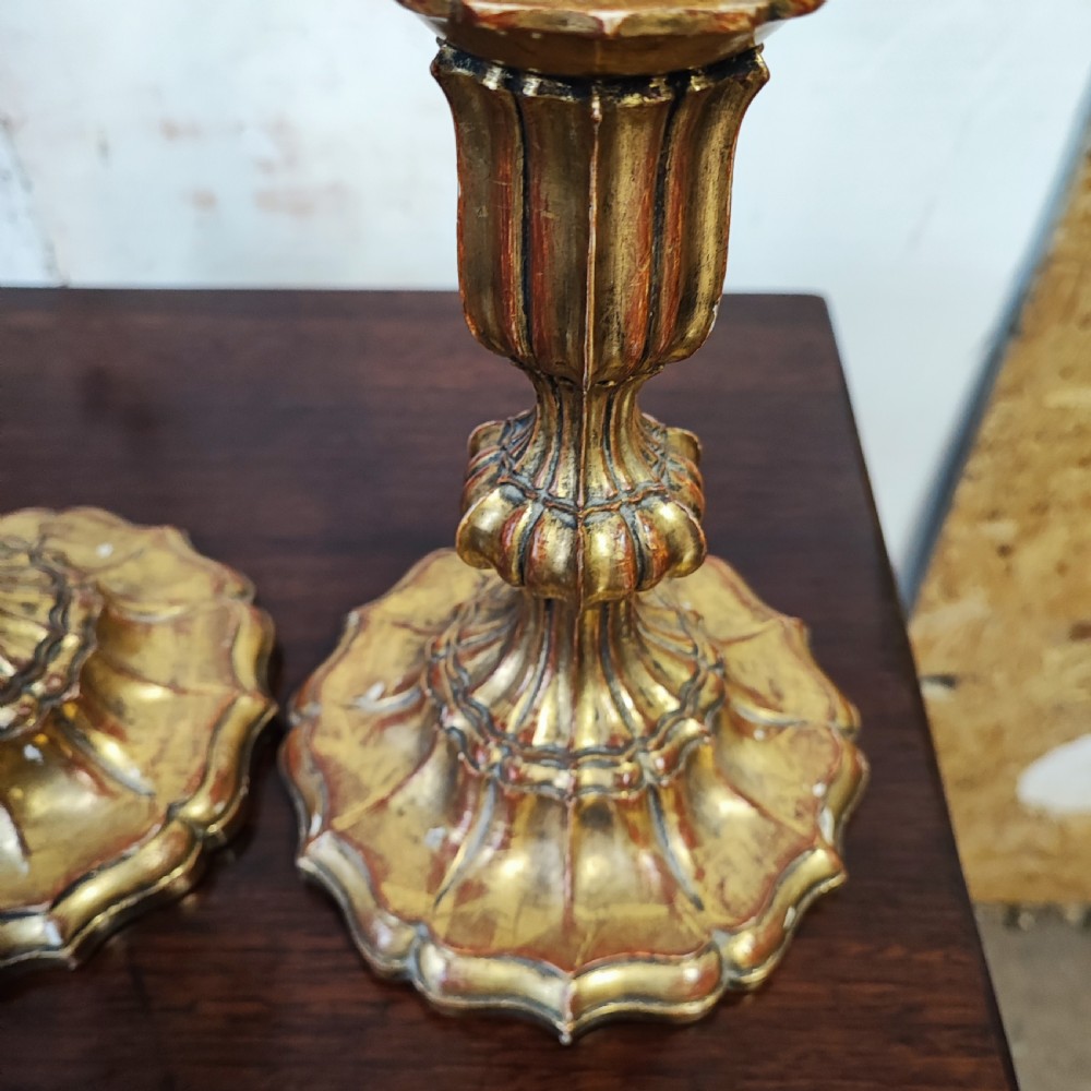 Superb pair of Italian giltwood candle lamps View VII