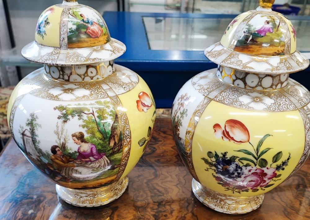 Superb pair of Dresden vases View VII