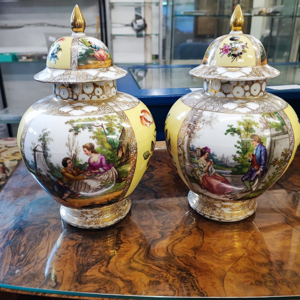 Superb pair of Dresden vases View VIII
